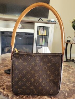 Louis Vuitton Monogram Looping MM Shoulder Bag with Tan Handle